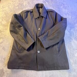 London Fog Wool Blend Peacoat Jacket Black XL Classic Warm Winter